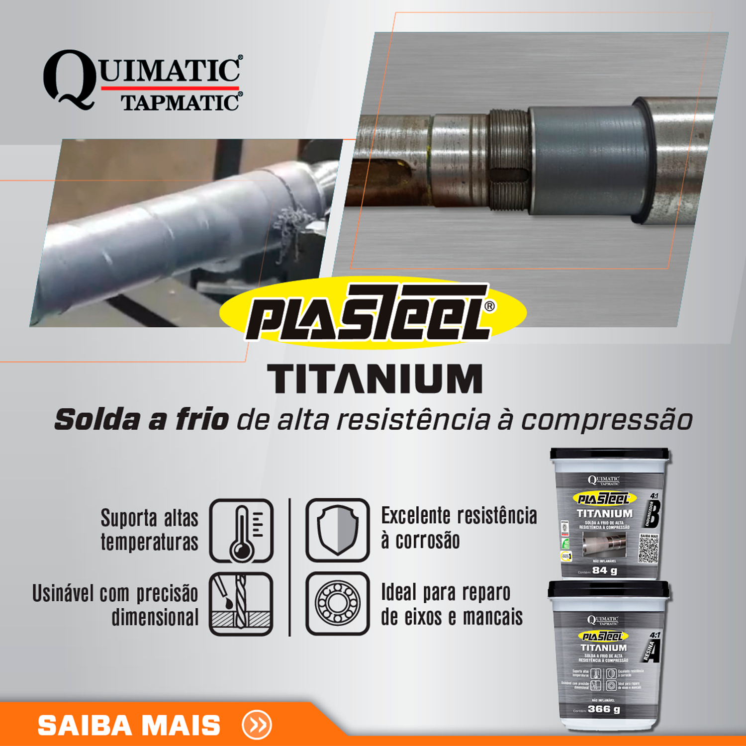 Solda a frio plasteel titanium