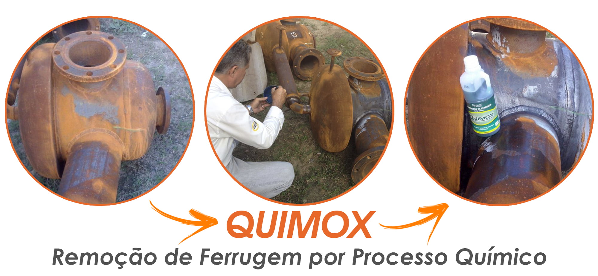 Removedor de ferrugem Quimox em cordão de solda