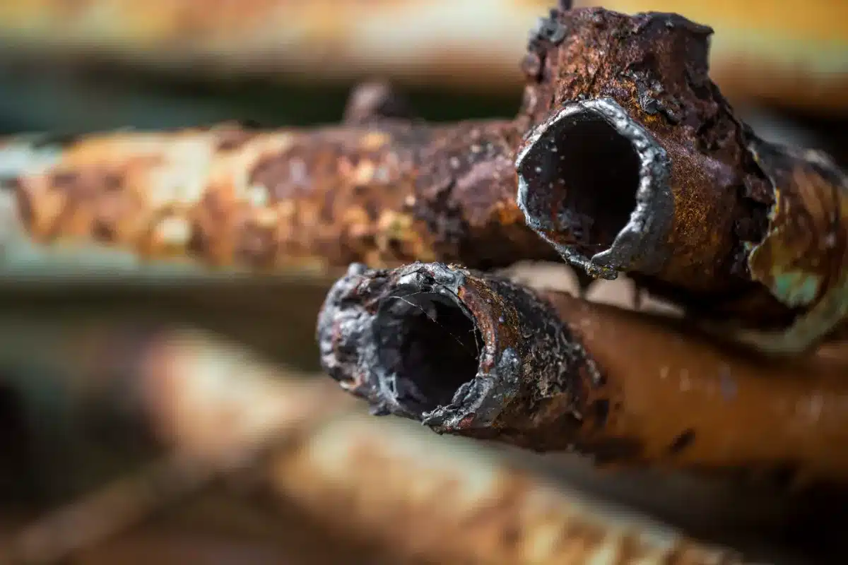 Cano com ferrugem, oxidação e corrosão