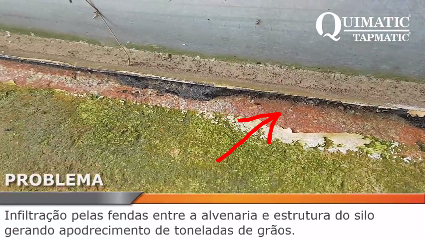 Problema: silo de armazenamento de grãos com infiltração