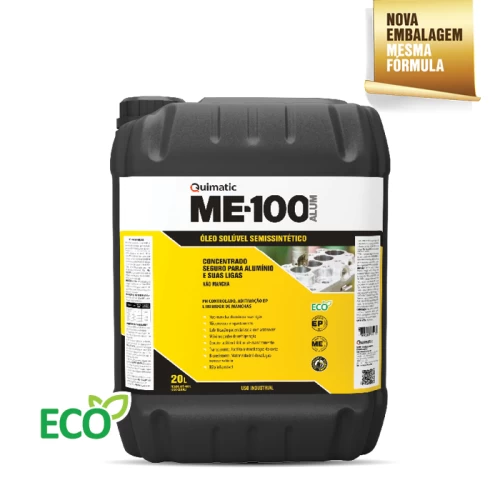 bombona de 20L de óleo solúvel ME- 100 da Quimatic Tapmatic semissintético para usinagem de alumínio