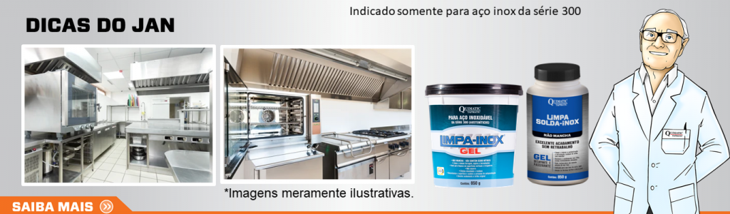Que produtos utilizar na limpeza de fornos industriais que apresentam manchas no inox?
