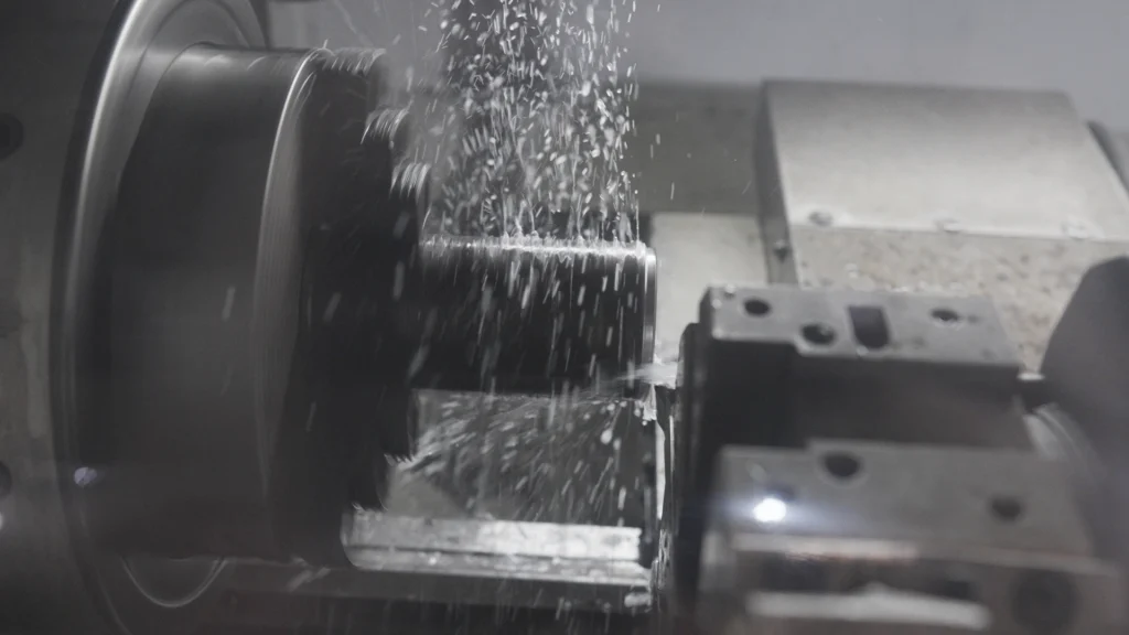 Fluido de corte aplicado durante operação de torneamento CNC