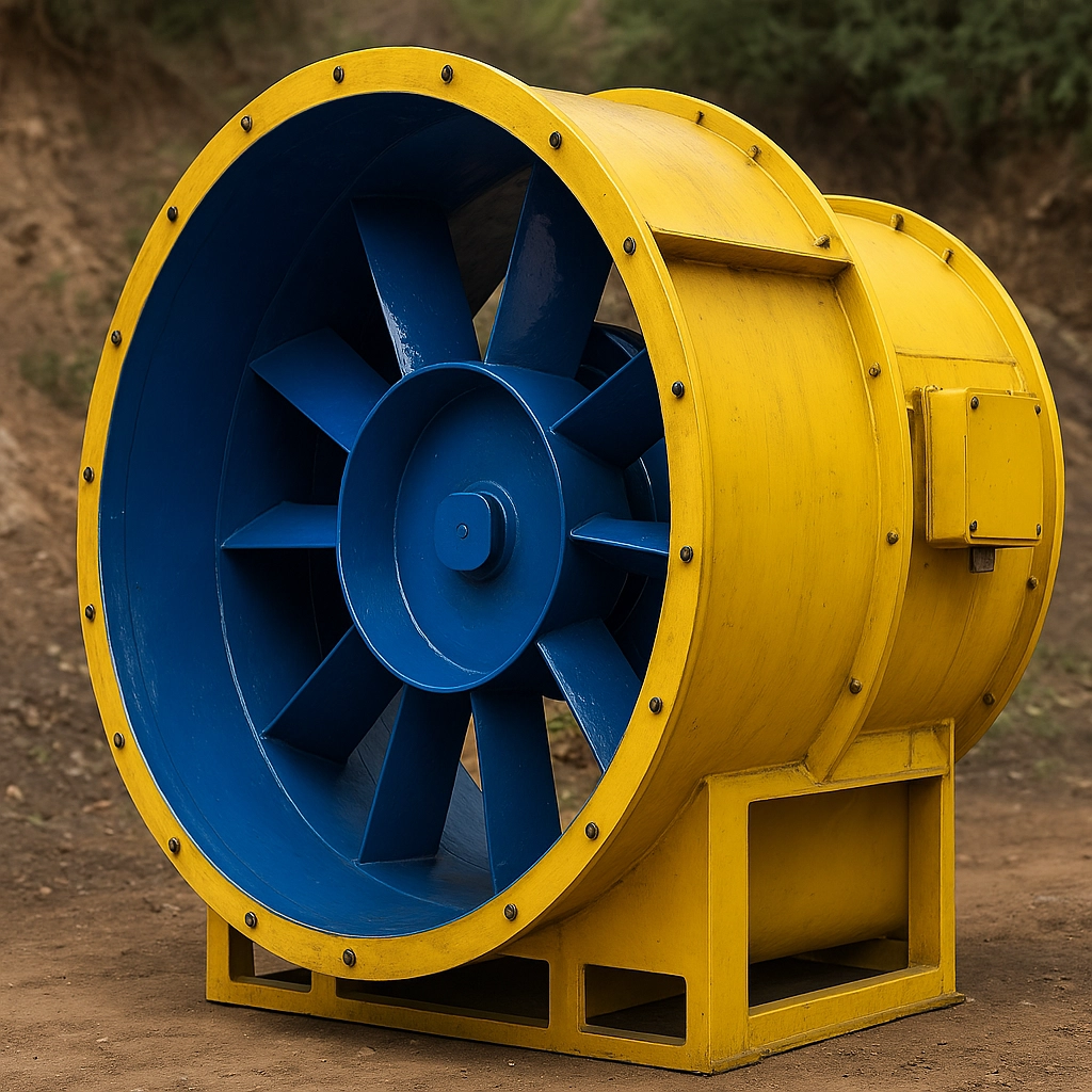 Ventilador industrial protegido com revestimento cerâmico azul