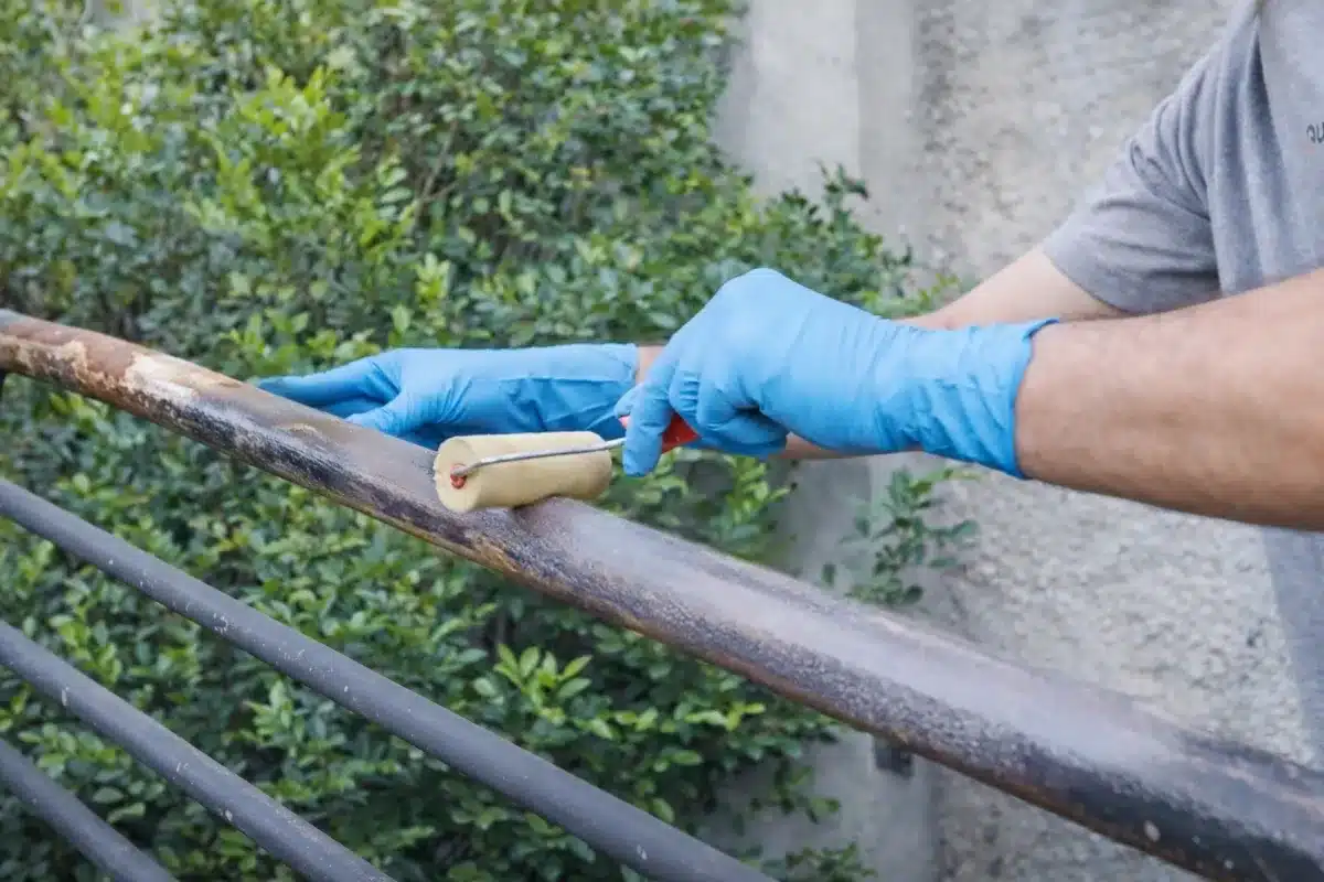 Homem aplicando primer anticorrosivo