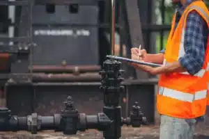 Homem fazendo algum tipo de manutenção industrial