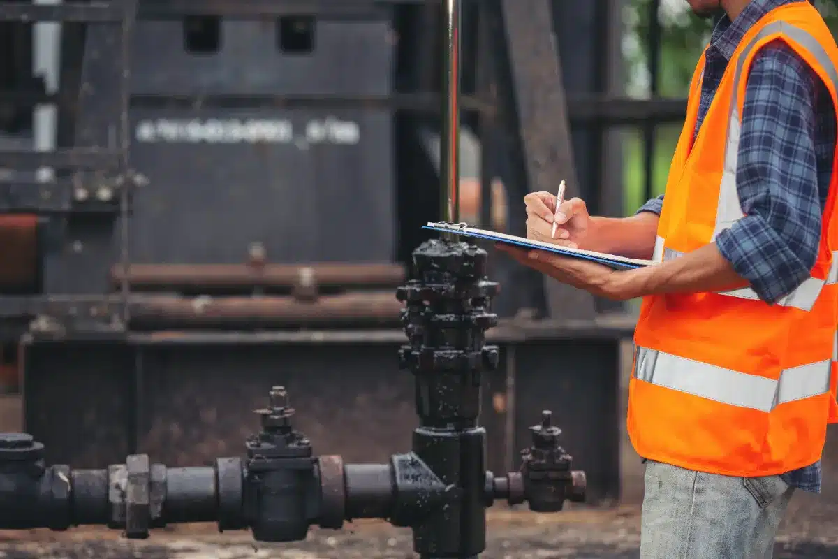 Homem fazendo algum tipo de manutenção industrial